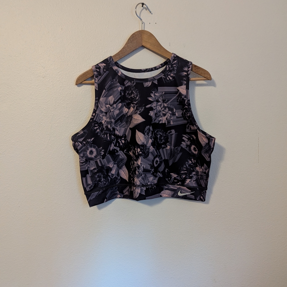 Nike Women's Black Floral Crop Top